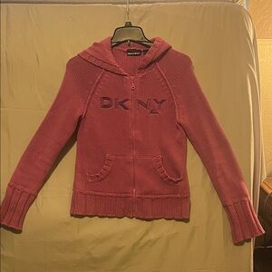 DKNY Women's Raspberry Hooded Cardigan